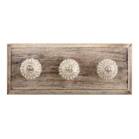 White Crackle Wheel Ceramic Wooden Hook 